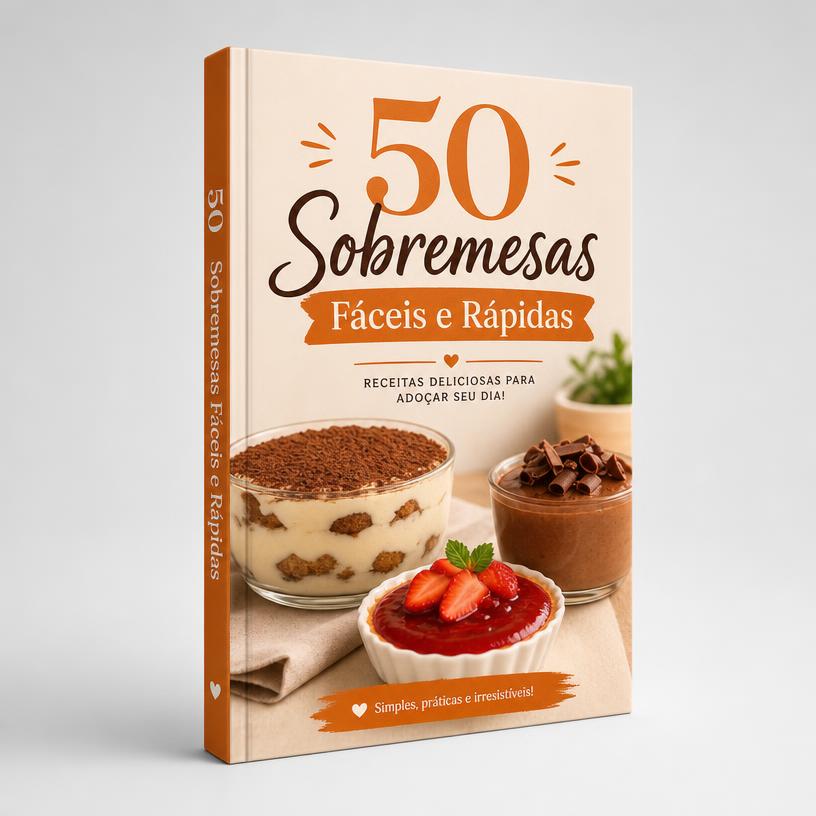 Mockup 3D do bônus 50 Sobremesas Fáceis e Rápidas